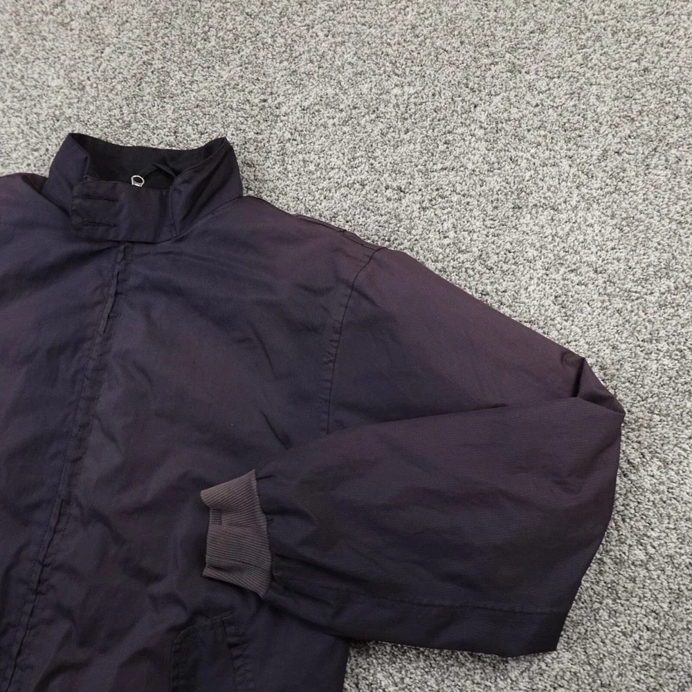 Orvis Jacket Mens M Black Chin Strap Windbreaker Bomber‎ Zip Coat Grunge Faded
